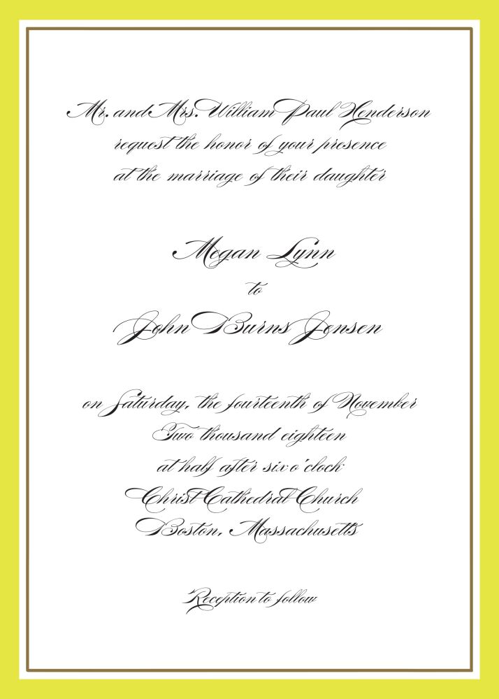 Timeless Border Limeade & Gold Invitation