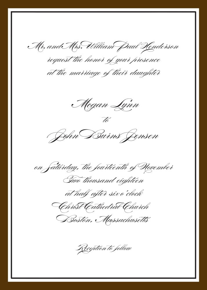 Timeless Border Chocolate & Black Invitation