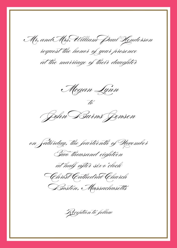 Timeless Border Coral & Gold Invitation