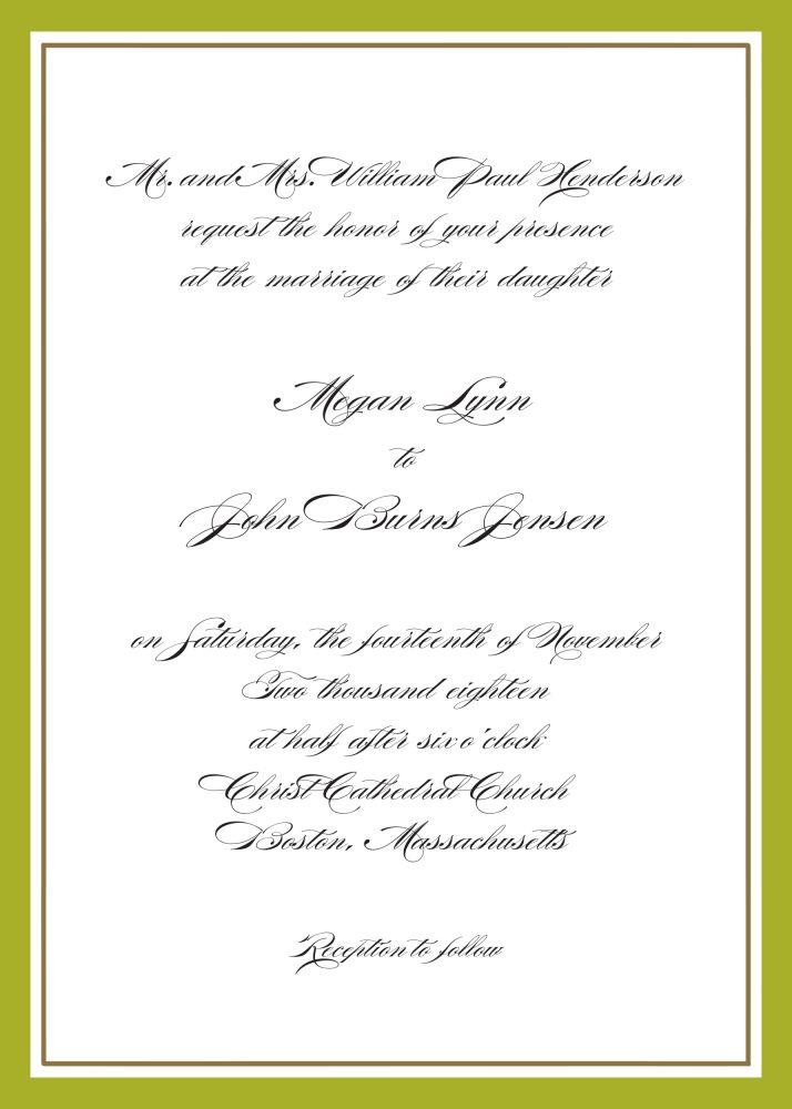 Timeless Border Olive & Gold Invitation