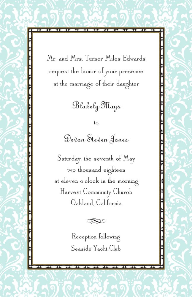 Damask Aqua Invitation