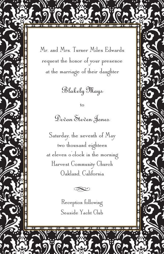 Damask Black Invitation