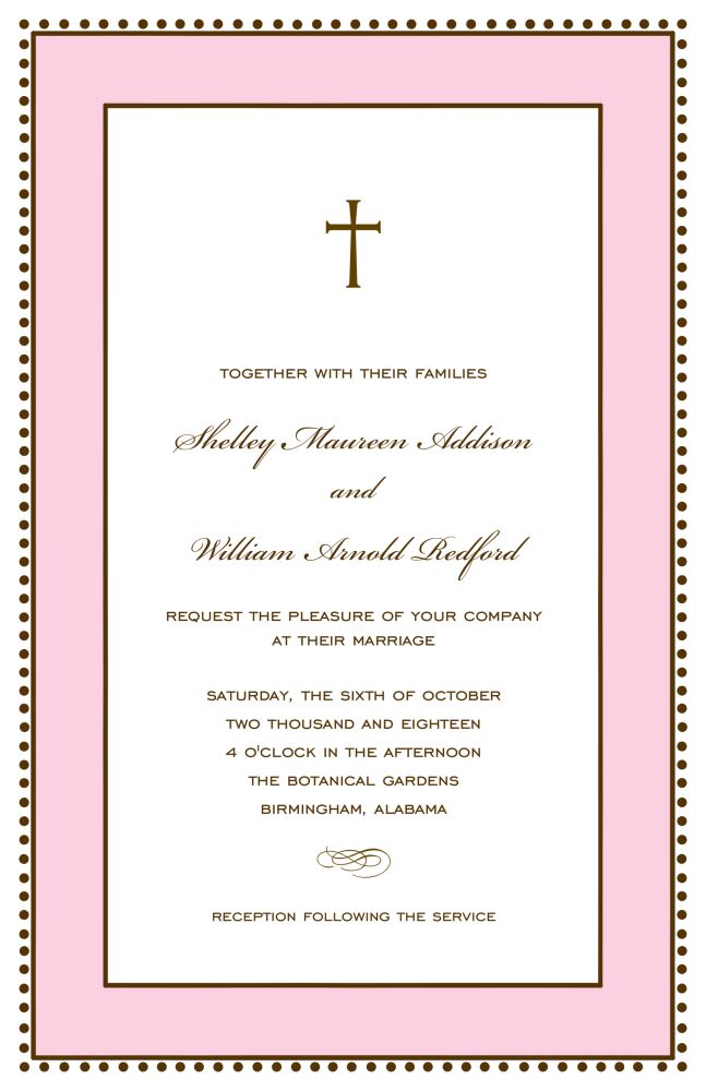 Antique Bead Border Chocolate & Pink Invitation