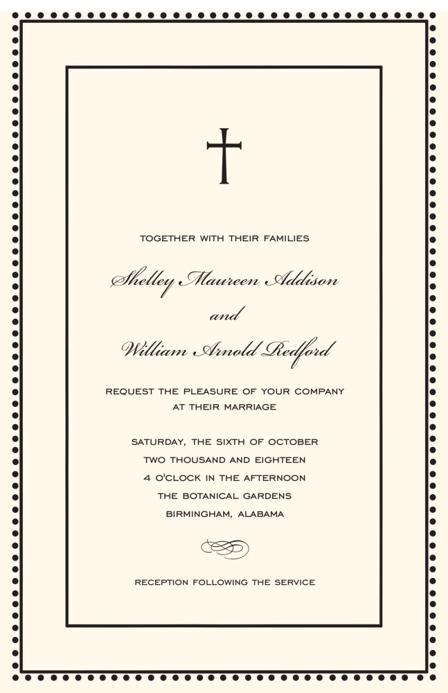 Antique Bead Border Black Invitation