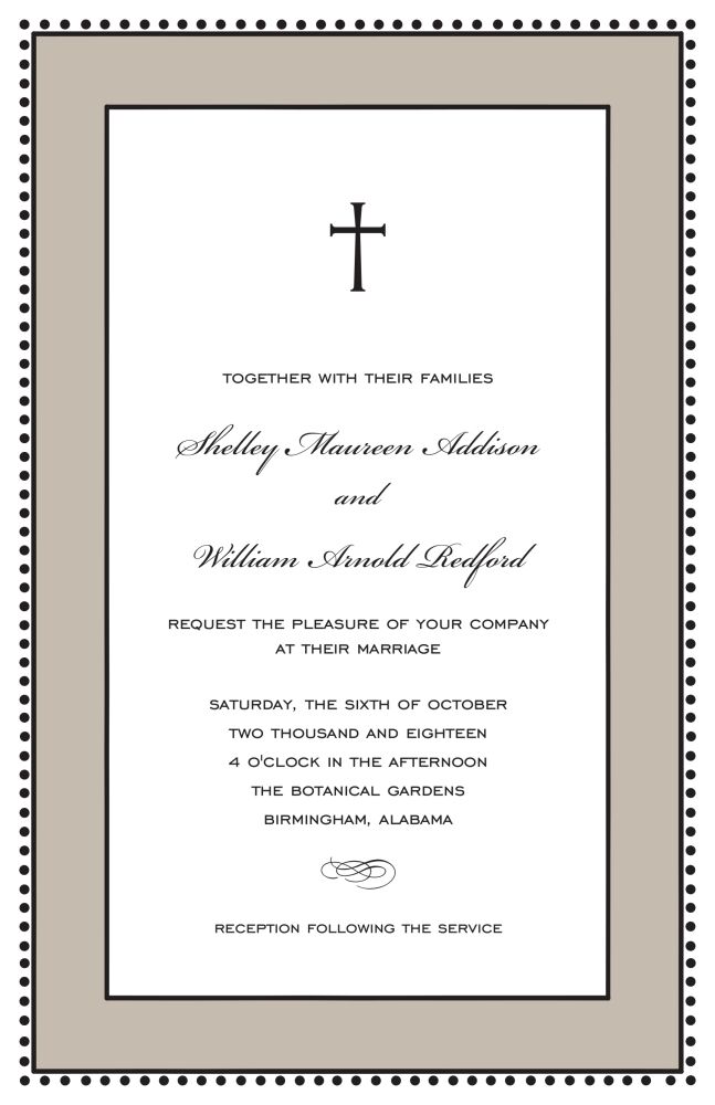 Antique Bead Border Black & Taupe Invitation