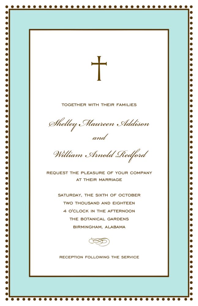 Antique Bead Border Chocolate & Aqua Invitation