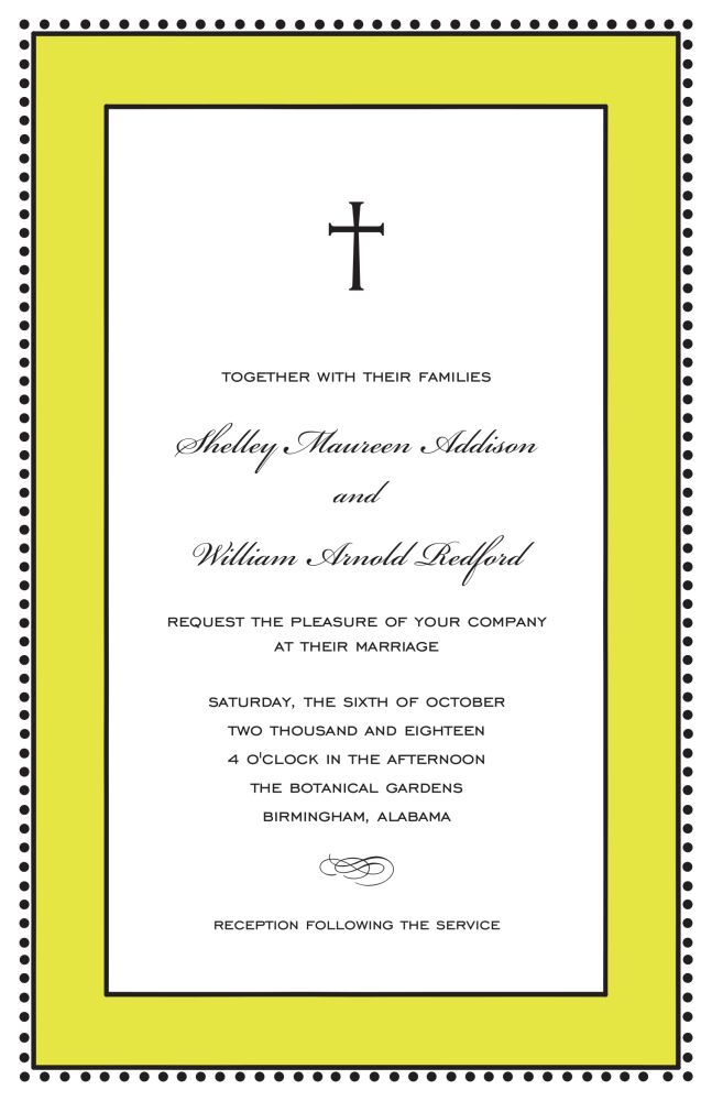 Antique Bead Border Black & Butter Invitation