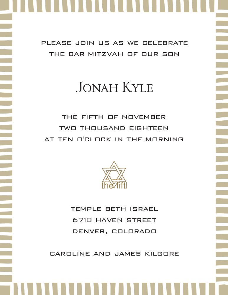 Striped Edge Latte Invitation