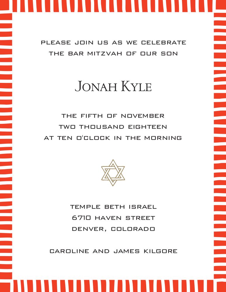 Striped Edge Orange Invitation