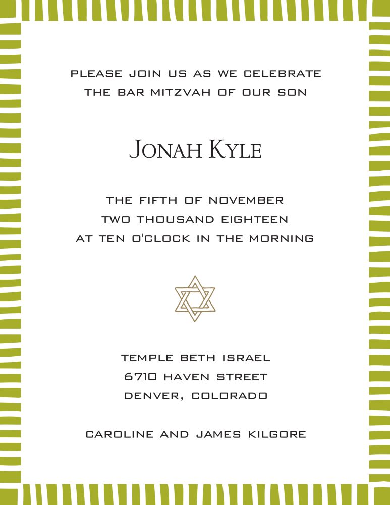Striped Edge Olive Invitation