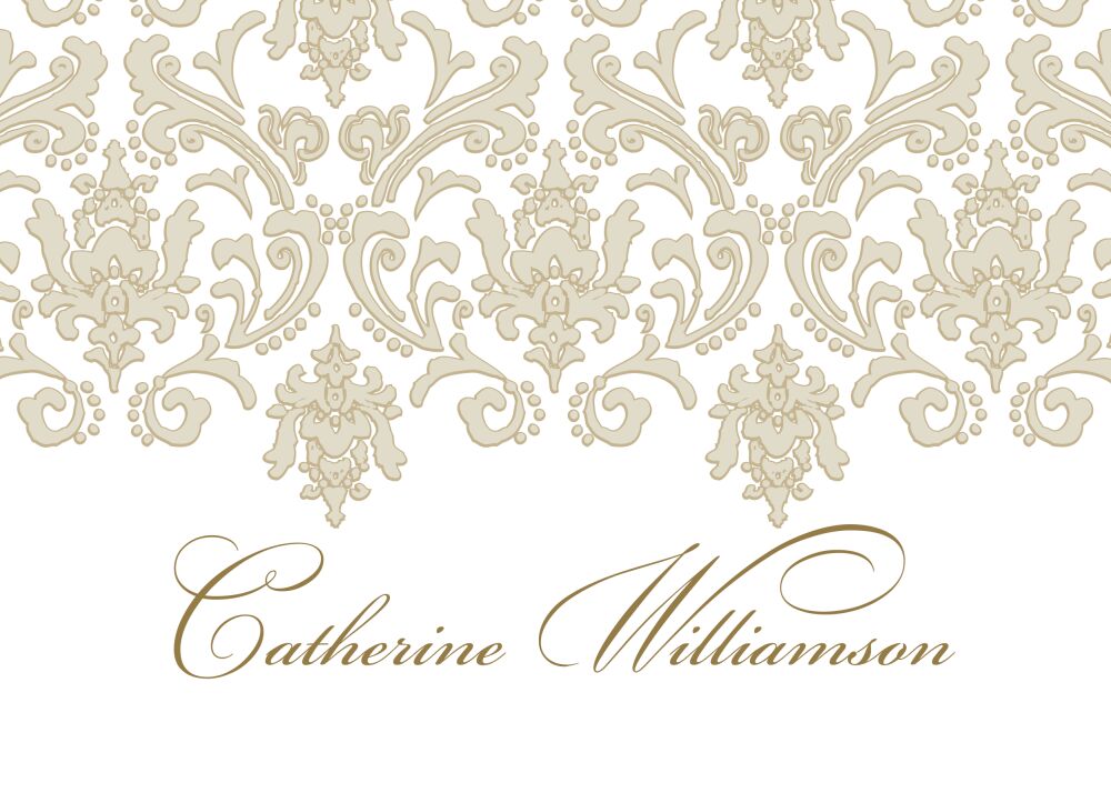 Damask Taupe & Gold Enclosure Card