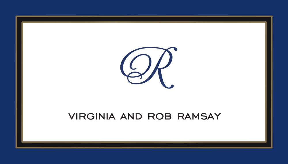 Navy Edge & Black Border Flat Enclosure Card