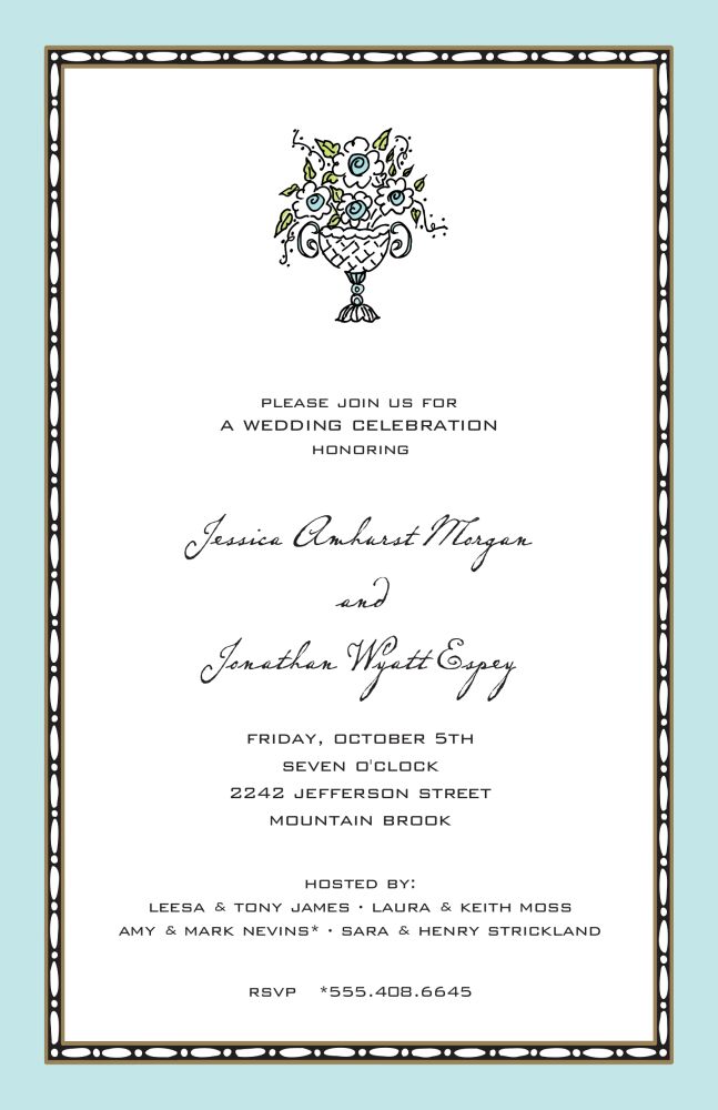 Rice Bead Border Aqua Invitation