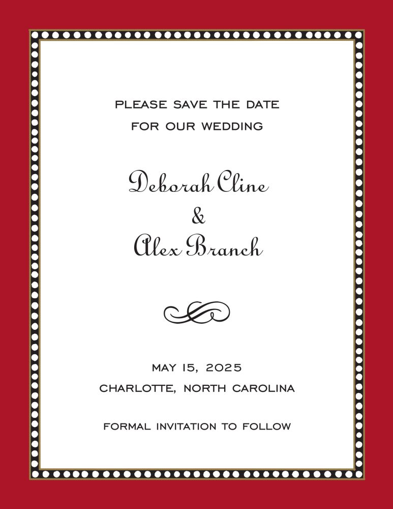 Beaded Border Red Invitation