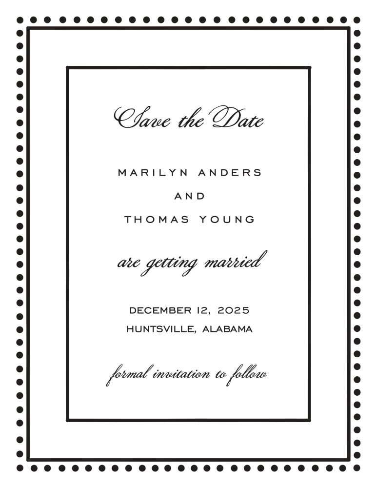 Antique Bead Border Black Invitation