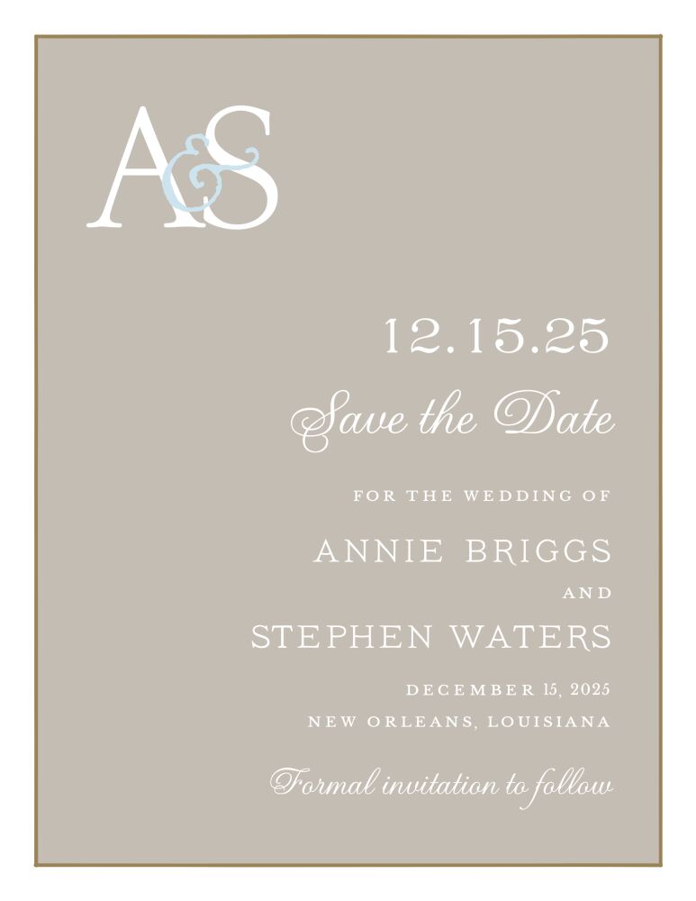 Classic Edge White & Gold On Taupe Invitation