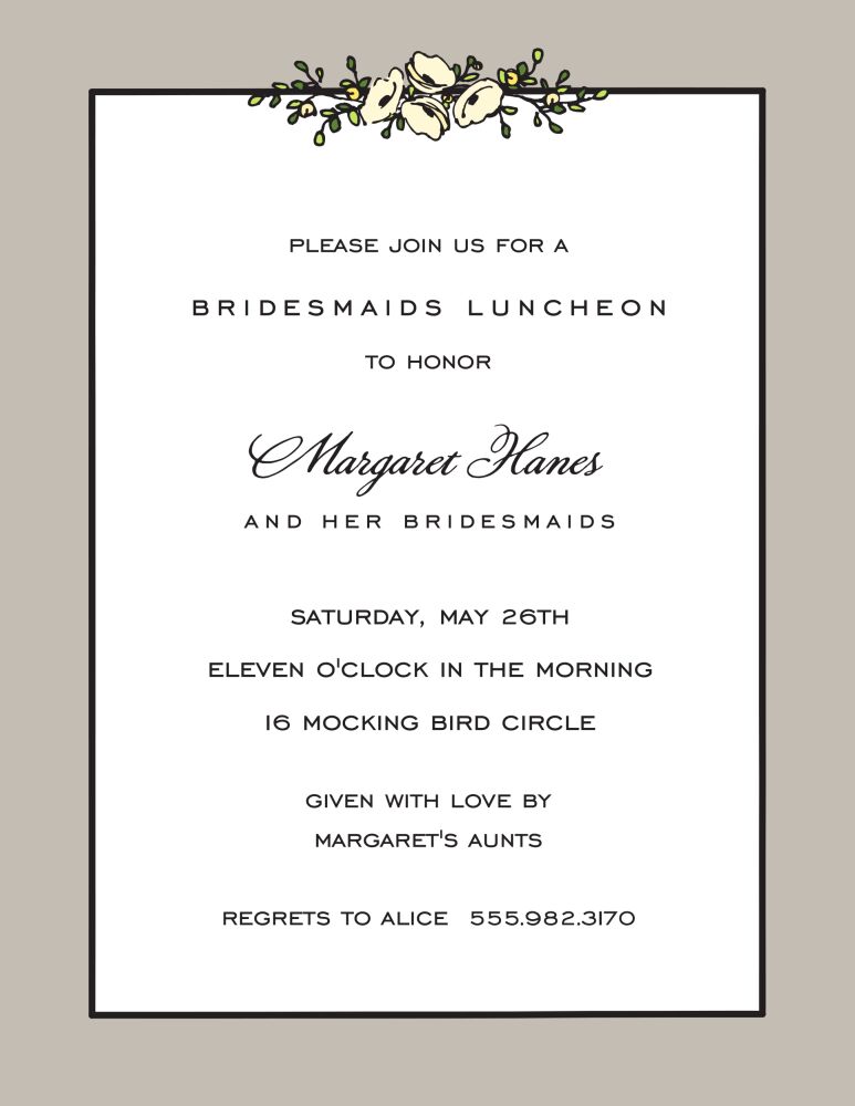 Floral Garland Taupe Invitation
