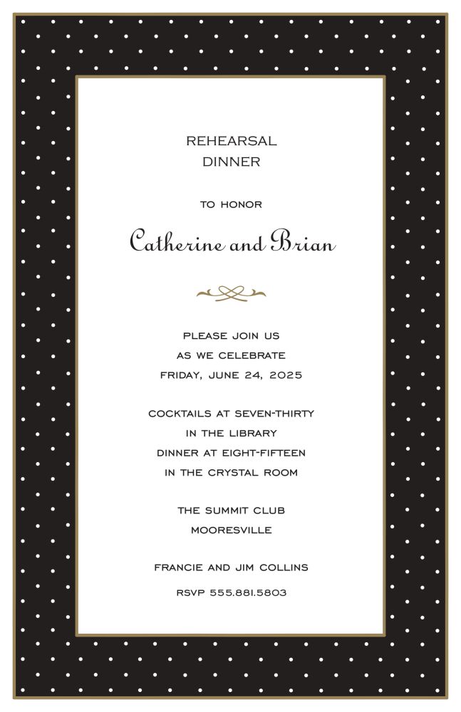 Tiny Dots White On Black Invitation