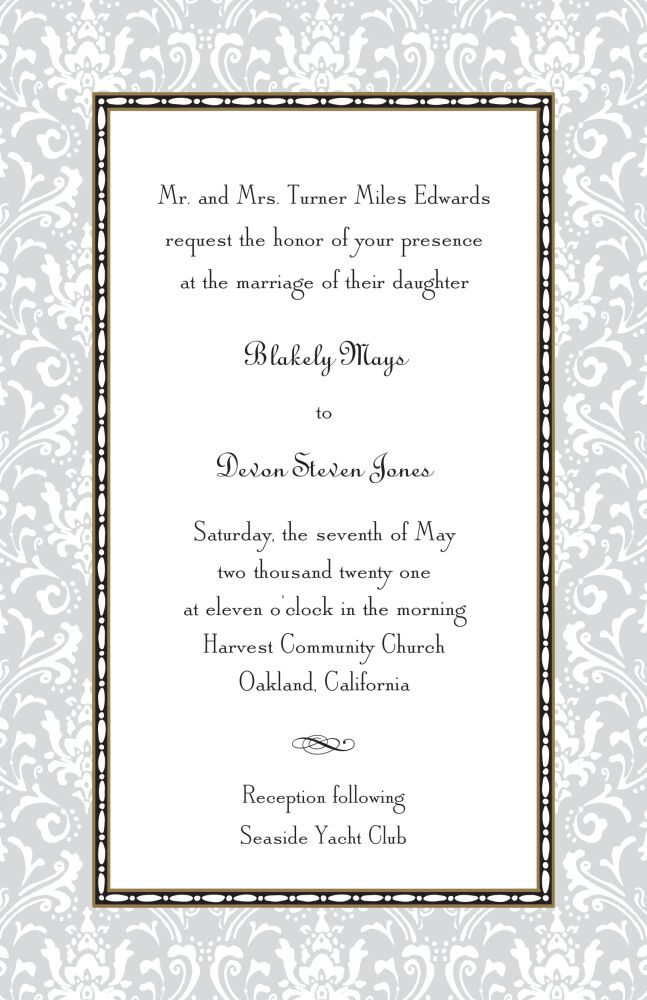 Damask Silver Invitation