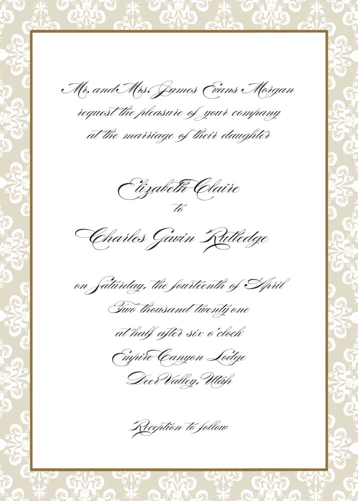Lace Damask Edge Latte Invitation