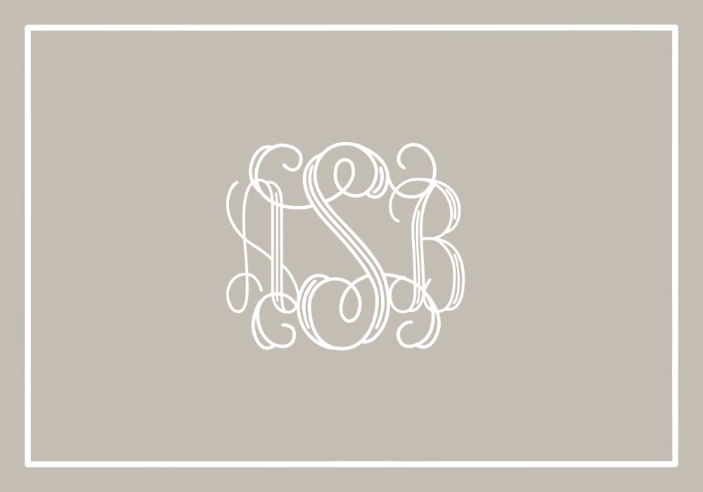 Classic Border White On Taupe Folded Note