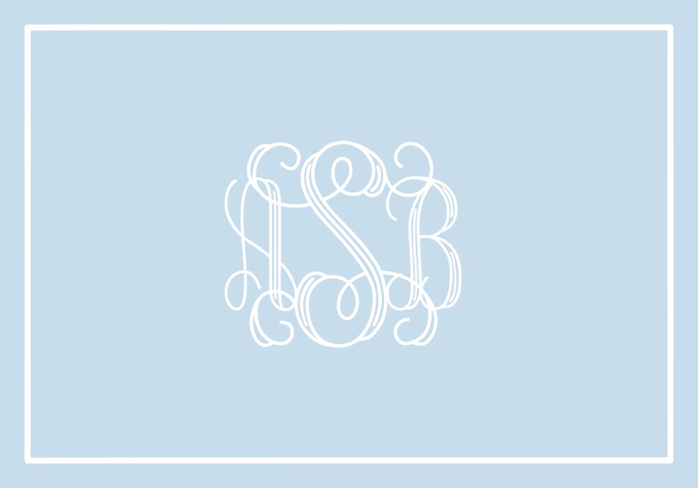 Classic Border White On Blue Folded Note