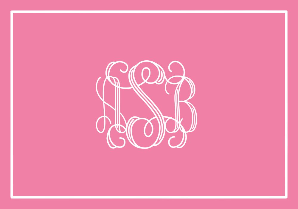 Classic Border White On Hot Pink Folded Note