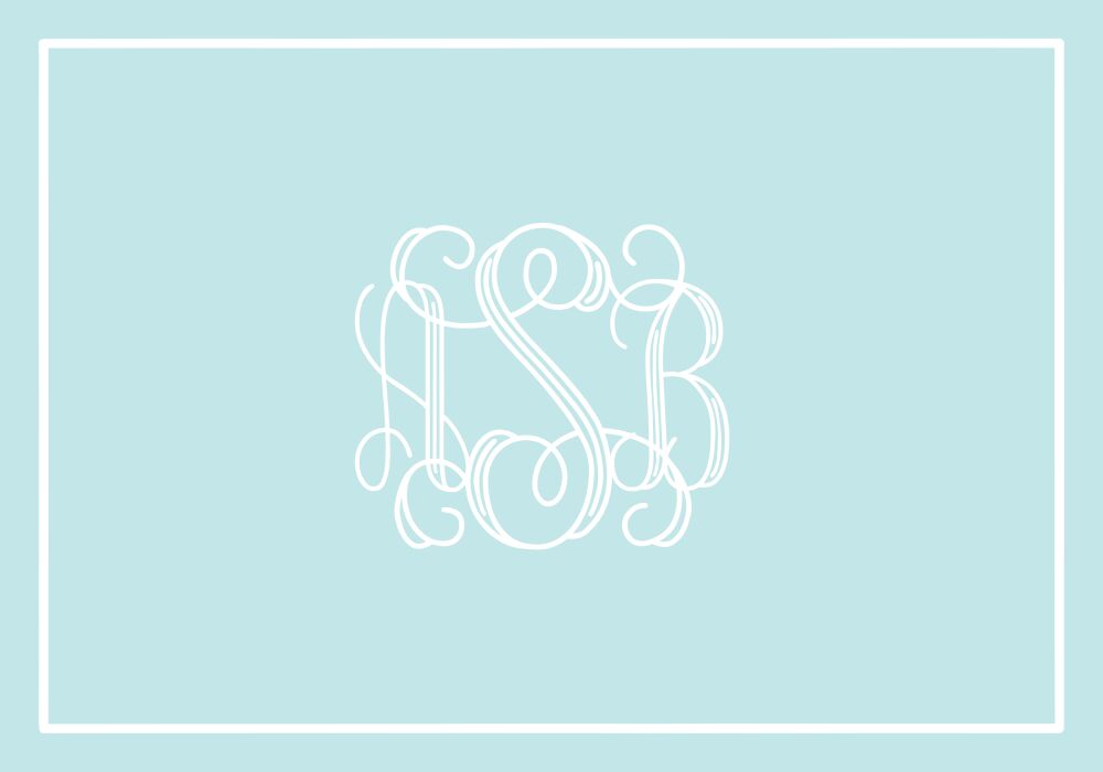 Classic Border White On Aqua Folded Note