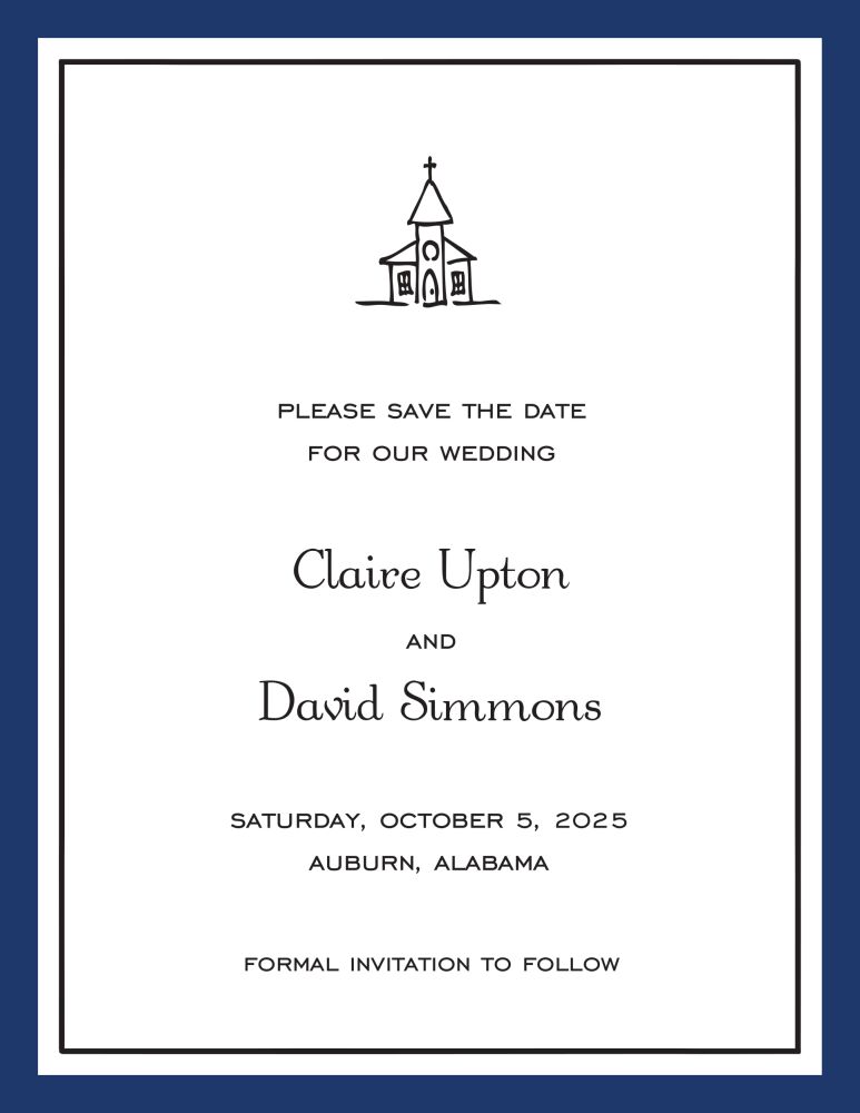 Timeless Border Navy & Black Invitation