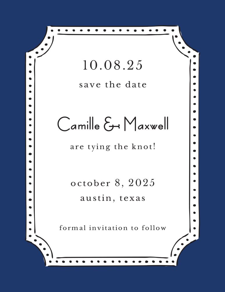 Antique Frame Navy Invitation