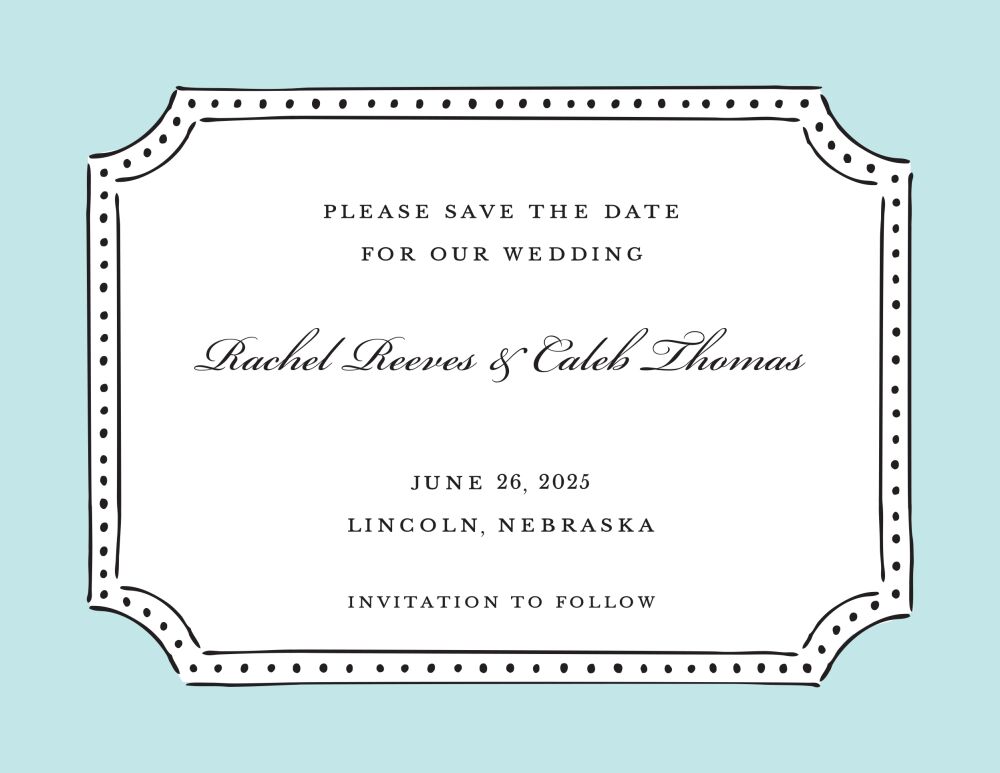 Antique Frame Aqua Invitation