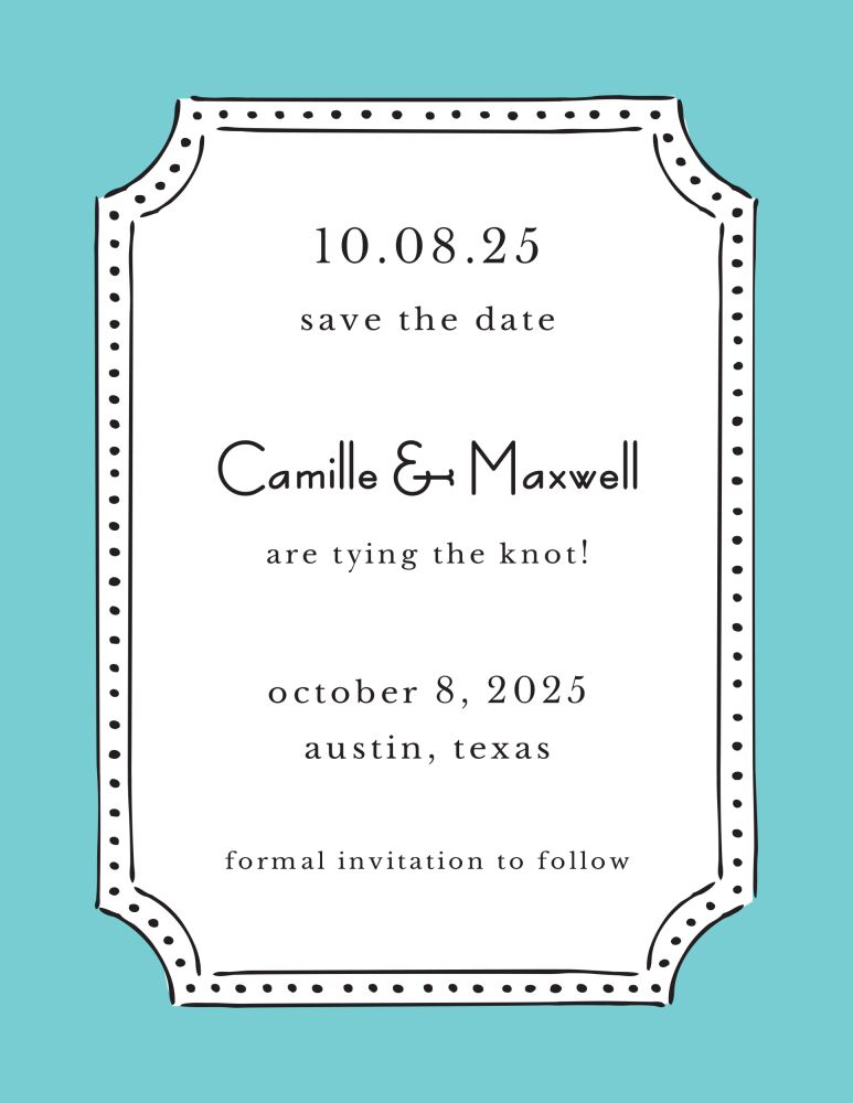 Antique Frame Dark Aqua Invitation