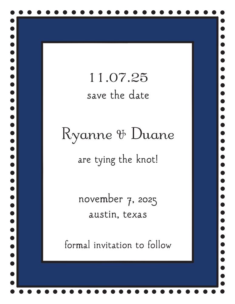 Antique Bead Border Navy Invitation
