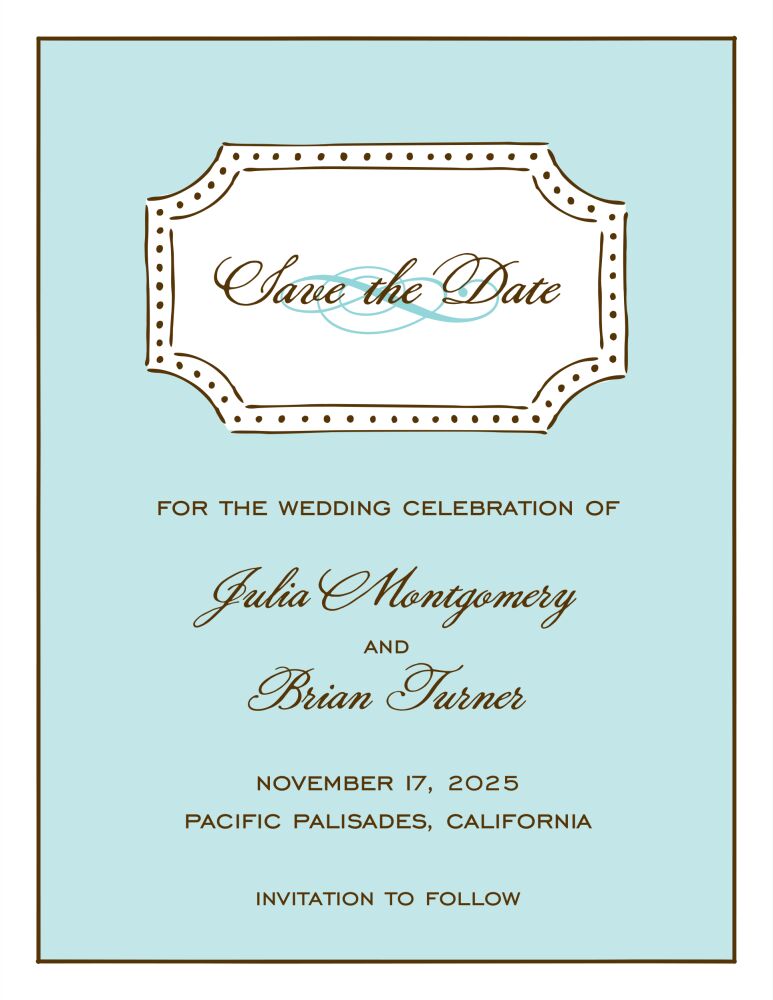 Antique Frame Aqua Invitation