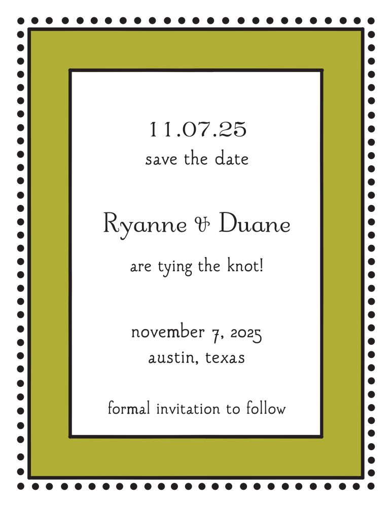 Antique Bead Border Olive Invitation
