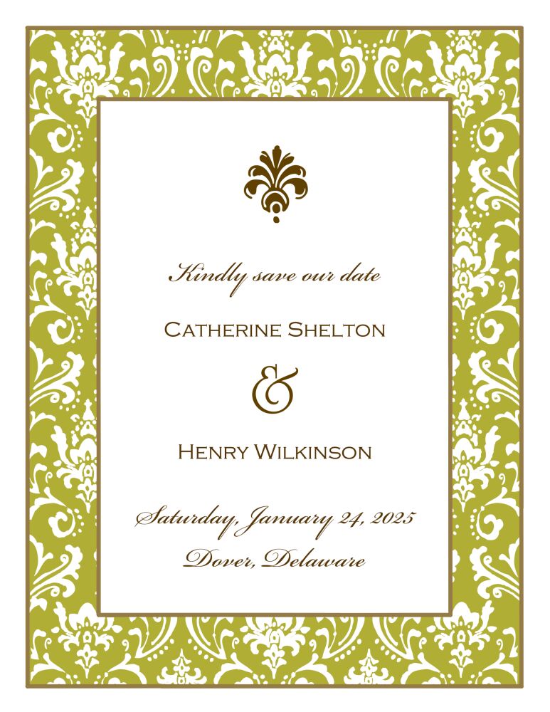 Damask Olive Invitation