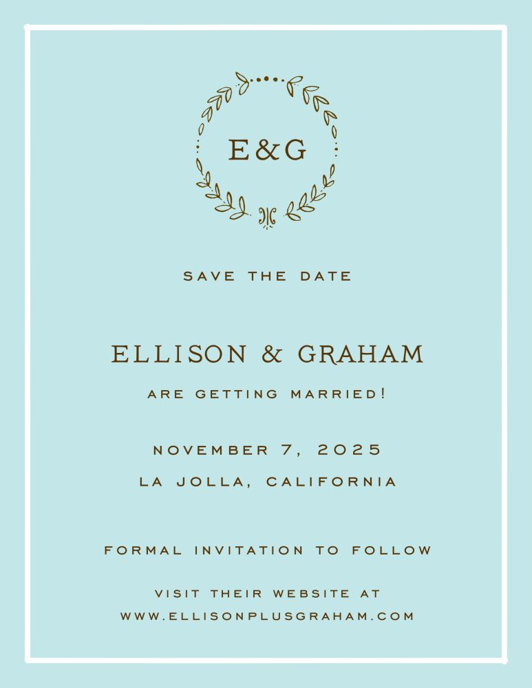 Classic Border White On Aqua Invitation