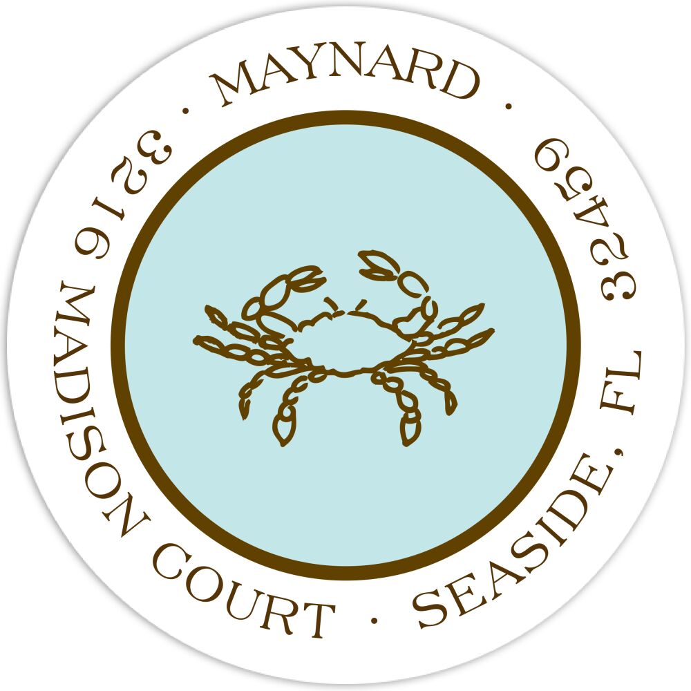 Simple Aqua & Chocolate Round Return Address Sticker