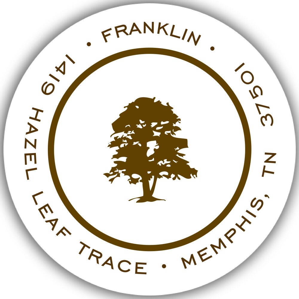 Simple White & Chocolate Round Return Address Sticker