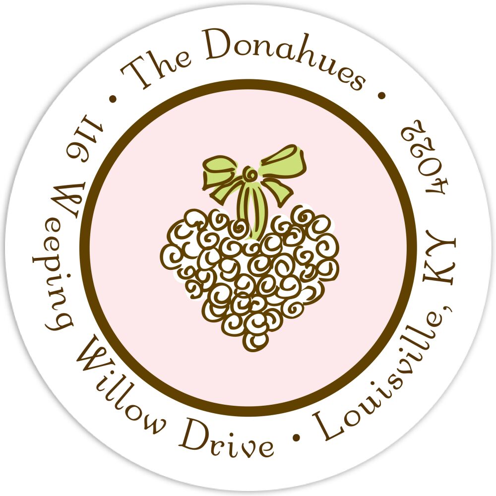 Simple Pink & Chocolate Round Return Address Sticker