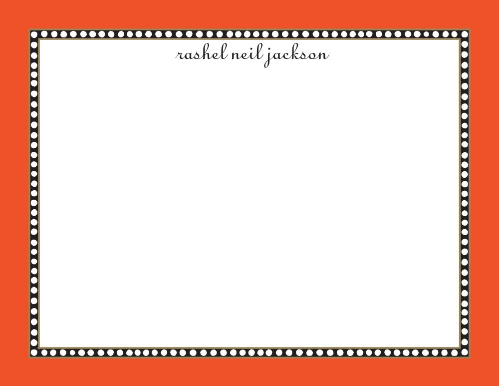 Beaded Border Orange Flat Note