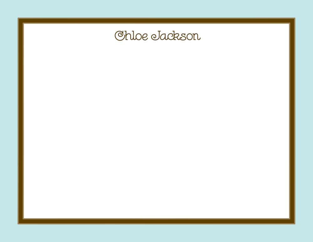 Aqua Edge & Chocolate Border Flat Note