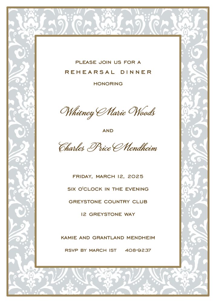 Damask Gold & Silver Invitation