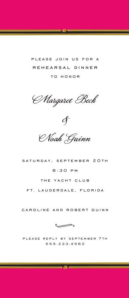 Vintage Border Hot Pink Invitation