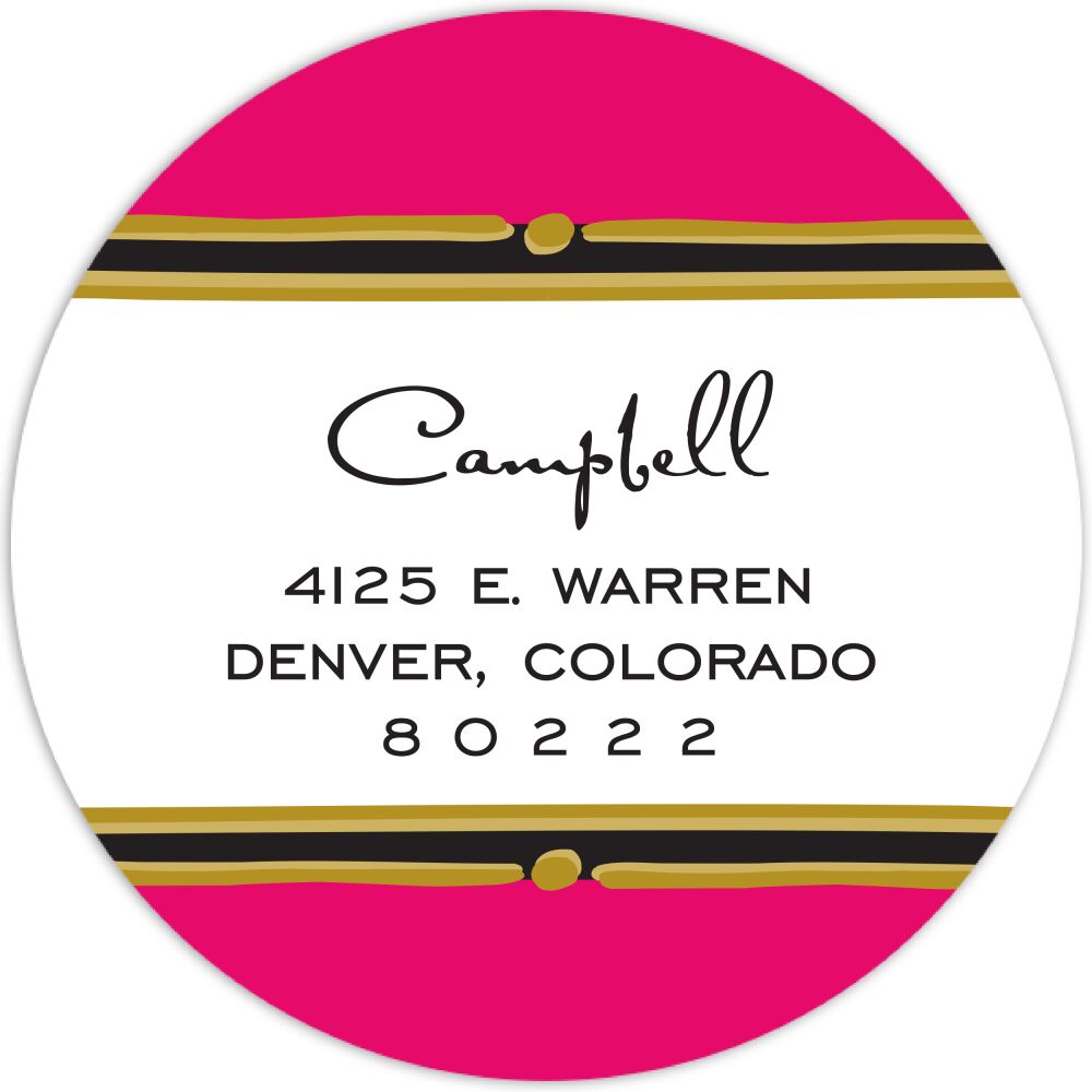 Vintage Hot Pink Round Return Address Sticker