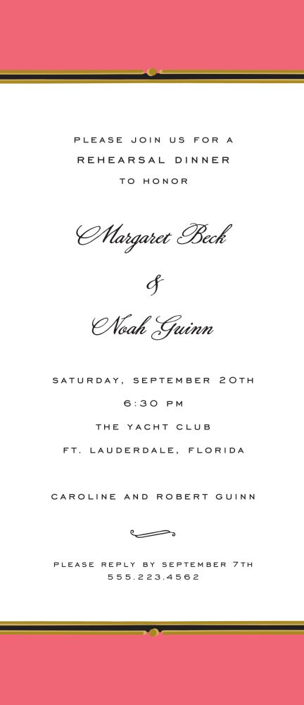 Vintage Border Coral Invitation