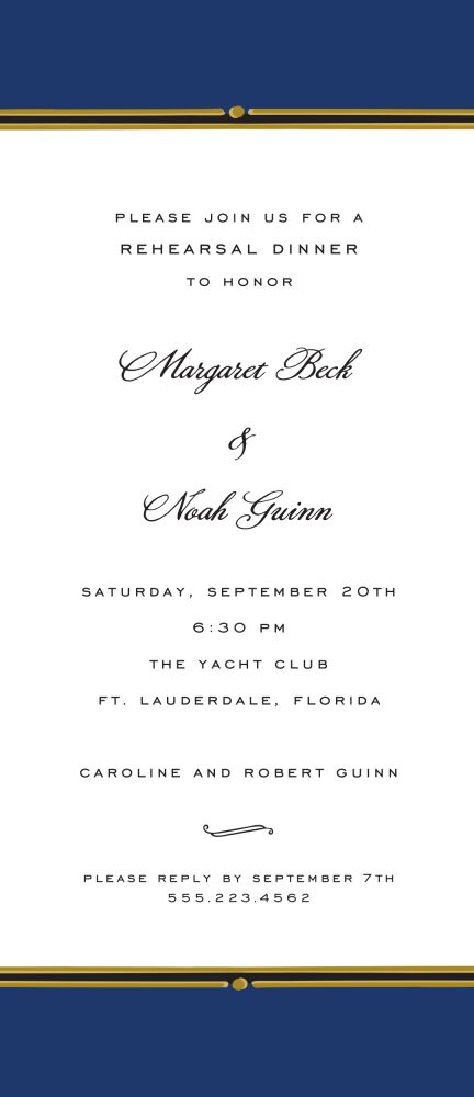 Vintage Border Navy Invitation