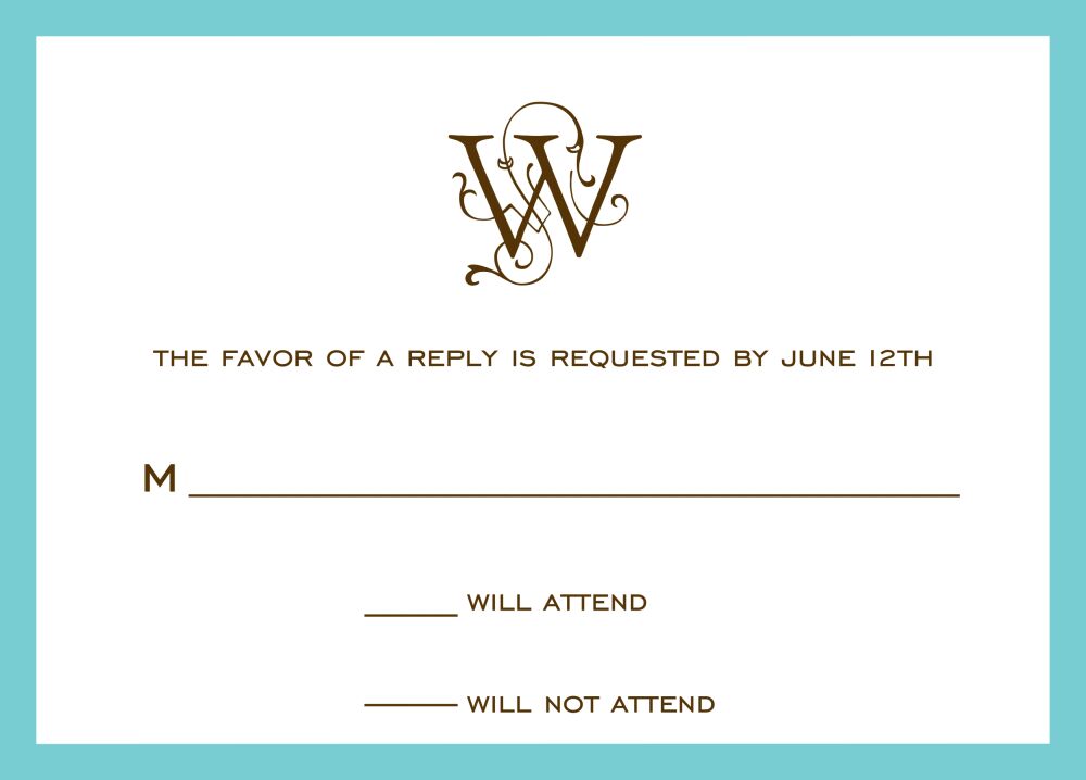 Classic Border Dark Aqua Reply Card