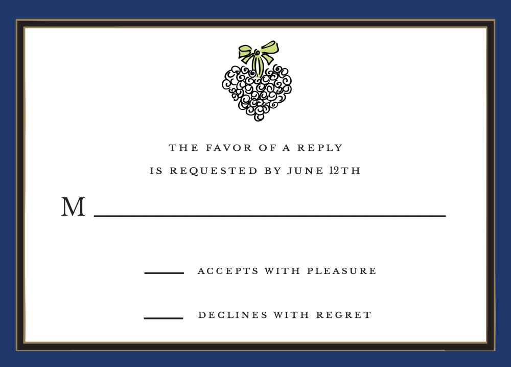 Navy Edge & Black Border Reply Card