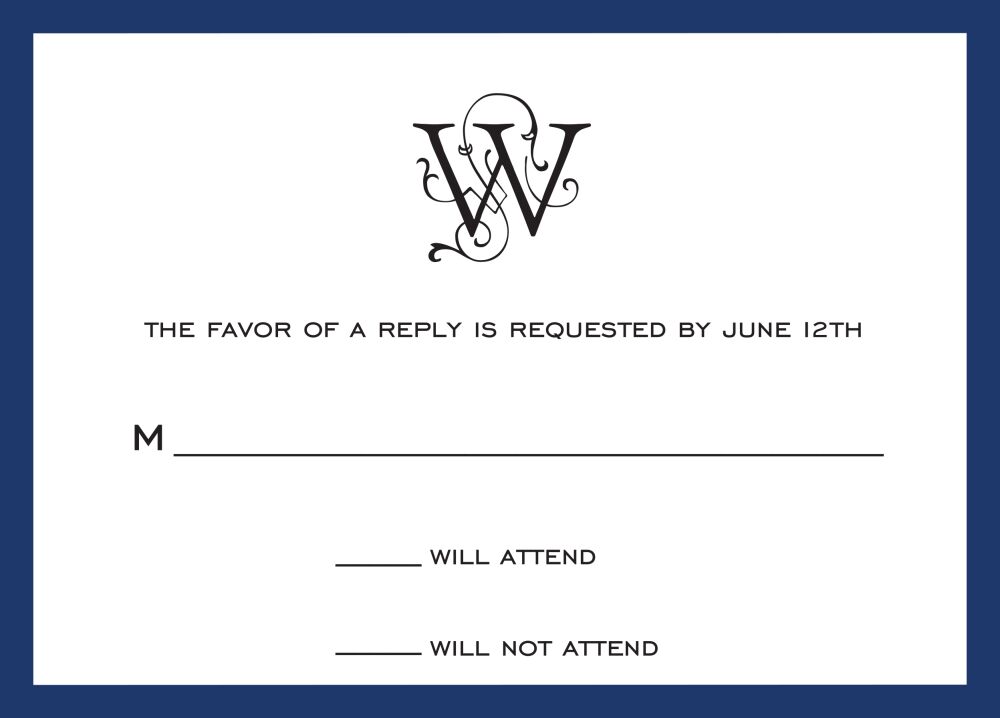 Classic Border Navy Reply Card